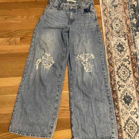 Old Navy Levi's Womens 94 Baggy Wide Leg Ripped Jeans Size 25 - Picture 1 of 4